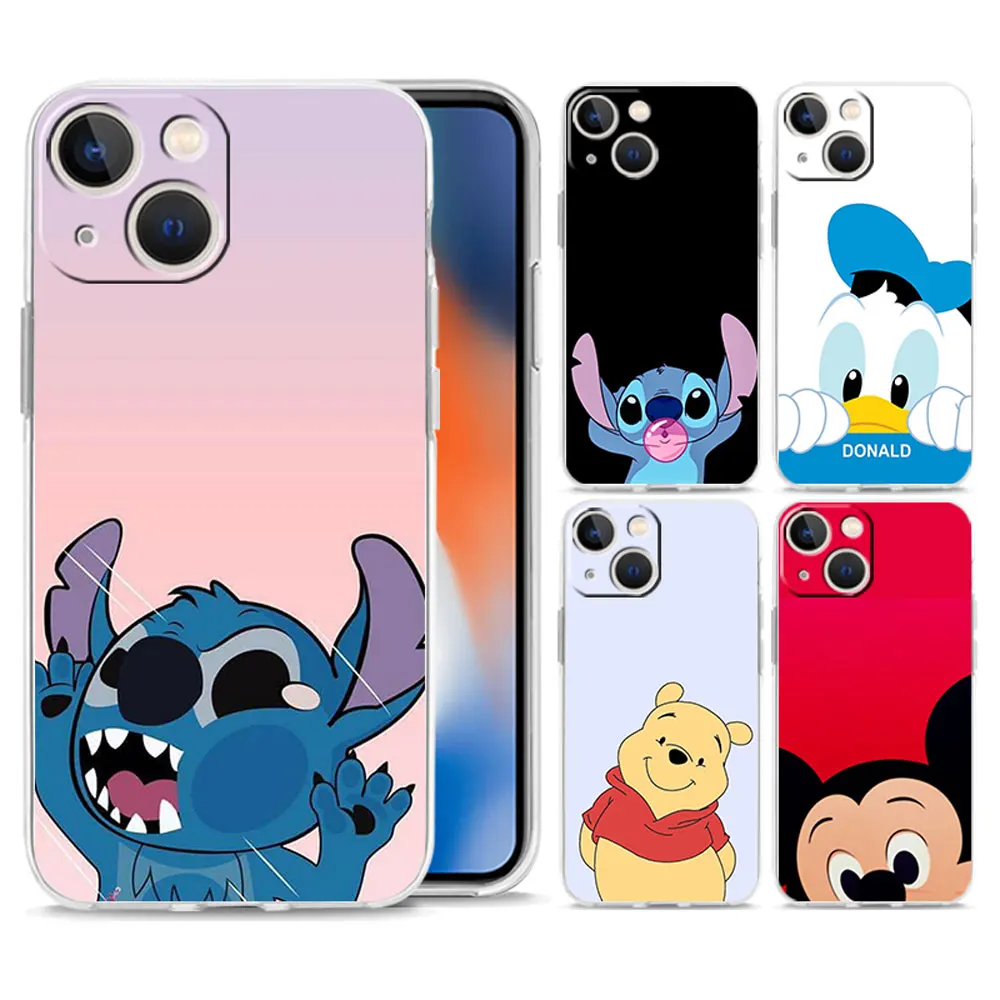

Disney Cute Stitch Mackey Case for iPhone 13 12 11 Pro 12 Mini 13 Pro Max Transparent Soft Cover Coque Funda Capa Shell Caso Bag