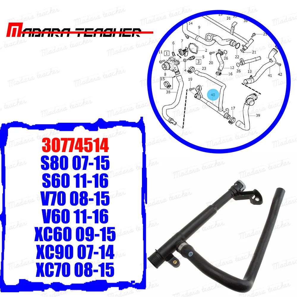 Для Volvo для Land Rover S60 S80 V60 V70 XC60 XC70 XC90 3 0 2 Выход шланга охлаждающей жидкости