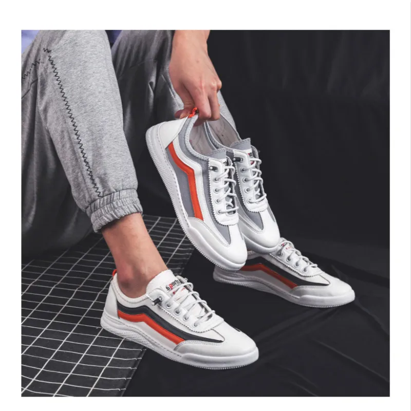

White Summer Men Casual Shoes PU Lace Up Mixed Color Male Sneakers Tenis Trainer Sports Running Flat Walking Shoe Zapatos Hombre