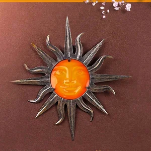 Садовое металлическое настенное украшение от солнца со стеклом для сада, уличные украшения и украшение для двора, миниатюрные статуи