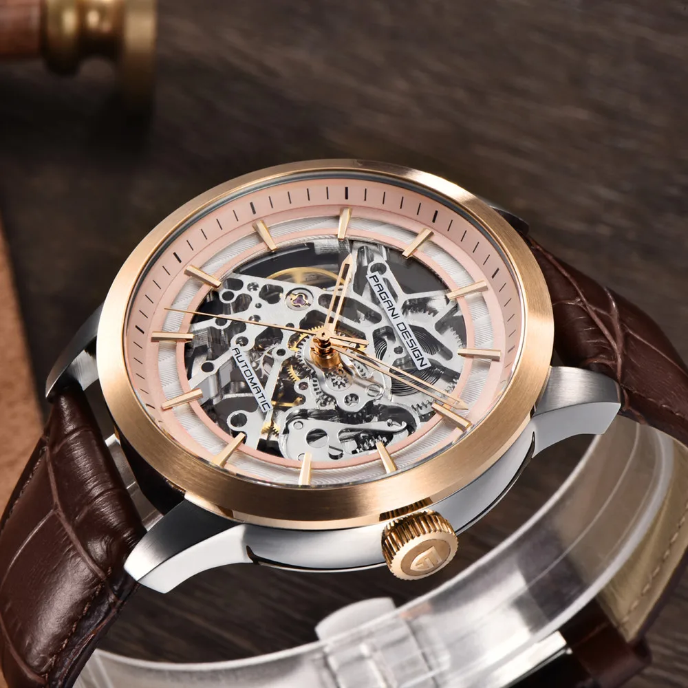 2020 PAGANI Design Fashion Leather Watch Men's Automatic Mechanical Skeleton Waterproof Watch 007 Chronograph Relogio Masculino enlarge