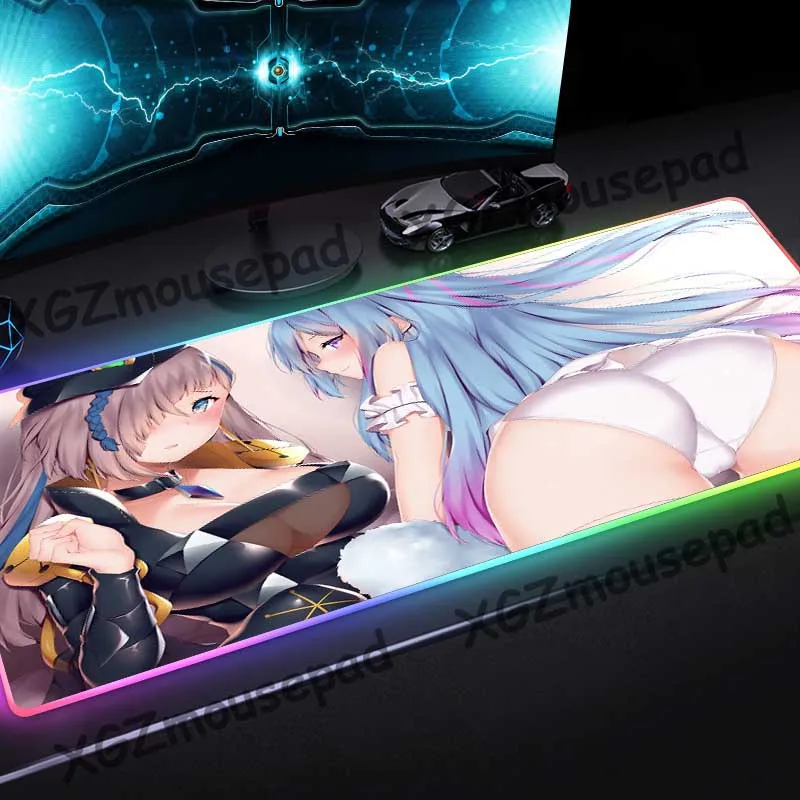 XGZ большой RGB цветная Мышь Pad черный замок край аниме сексуальная попка девушка на