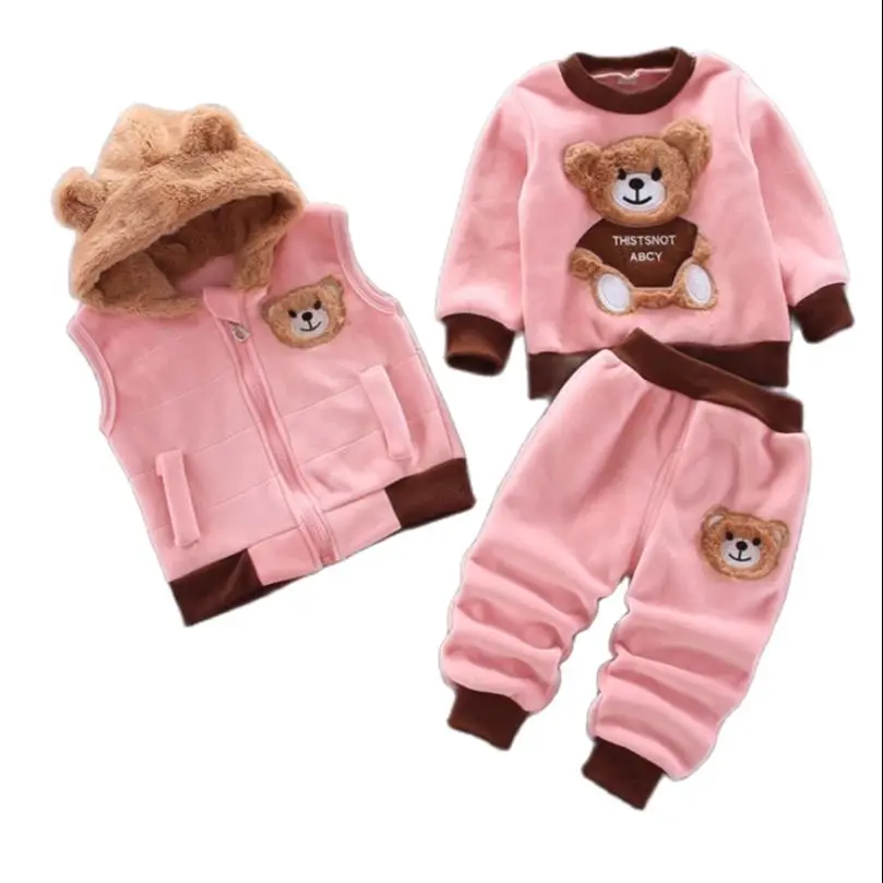 2021 Newborn Clothes Roupa Infantil New Clothing Set Winter Warm Suit Lovely Bear Cotton Velvet Boy's Toddler 0-4 Yea