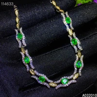 kjjeaxcmy fine jewelry 925 sterling silver inlaid gemstone emerald women hand bracelet classic support test with box