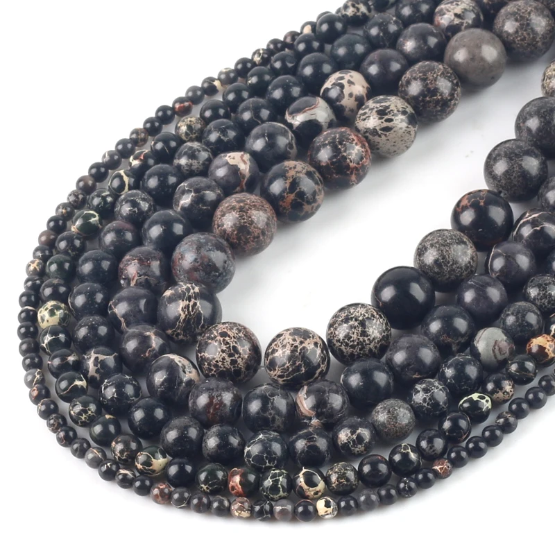 Оптовая продажа бусины из натуральных камней цвет черный морской осадок