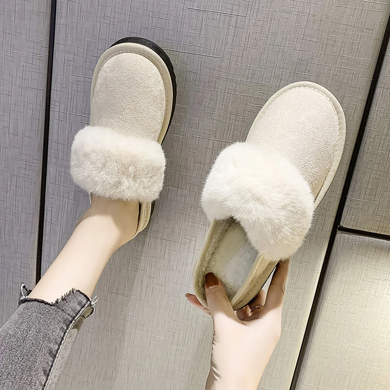 Women's slippers casual shoes autumn and winter thick-soled flat non-slip warm Baotou | Обувь