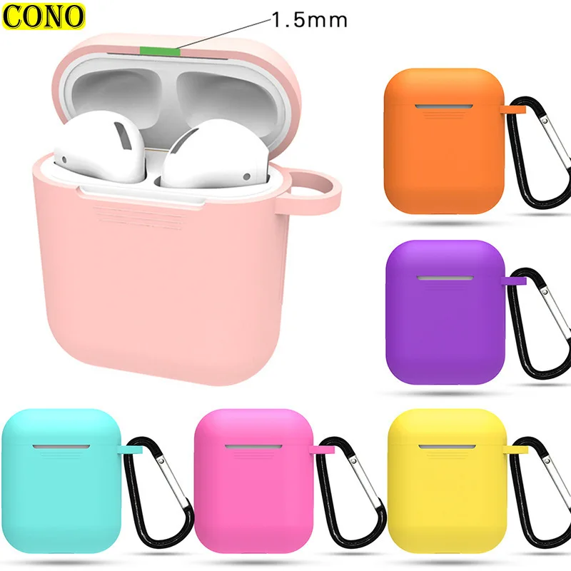 

Soft Silicone Earphone Protective Case For Airpods Case With Keychain Headphones Case For Apple Airpods 1/2 Protective Cover
