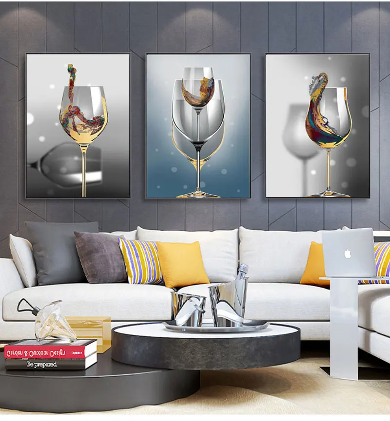Скандинавская версия винный бокал картина красного вина 3 шт. Картина на холсте