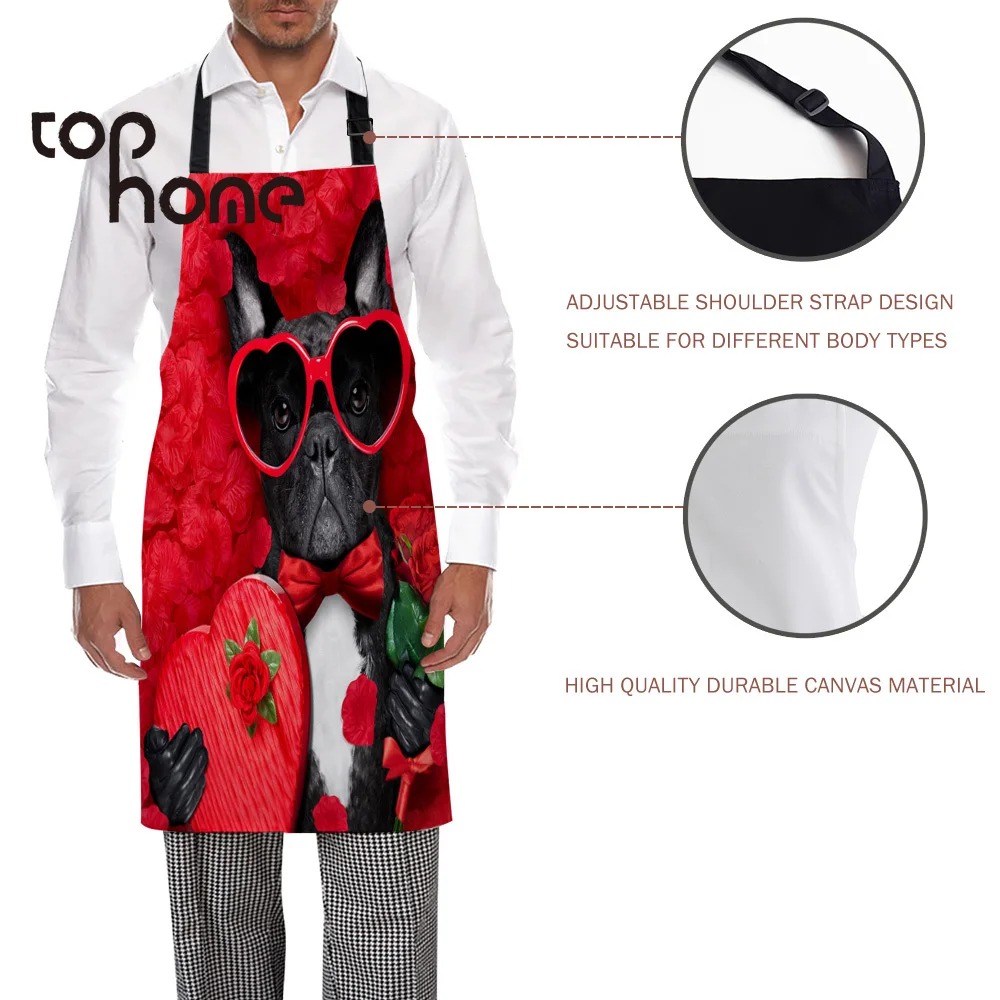 Tophome фартук для кухни на День святого Валентина Розовый Мопс забавные прочные