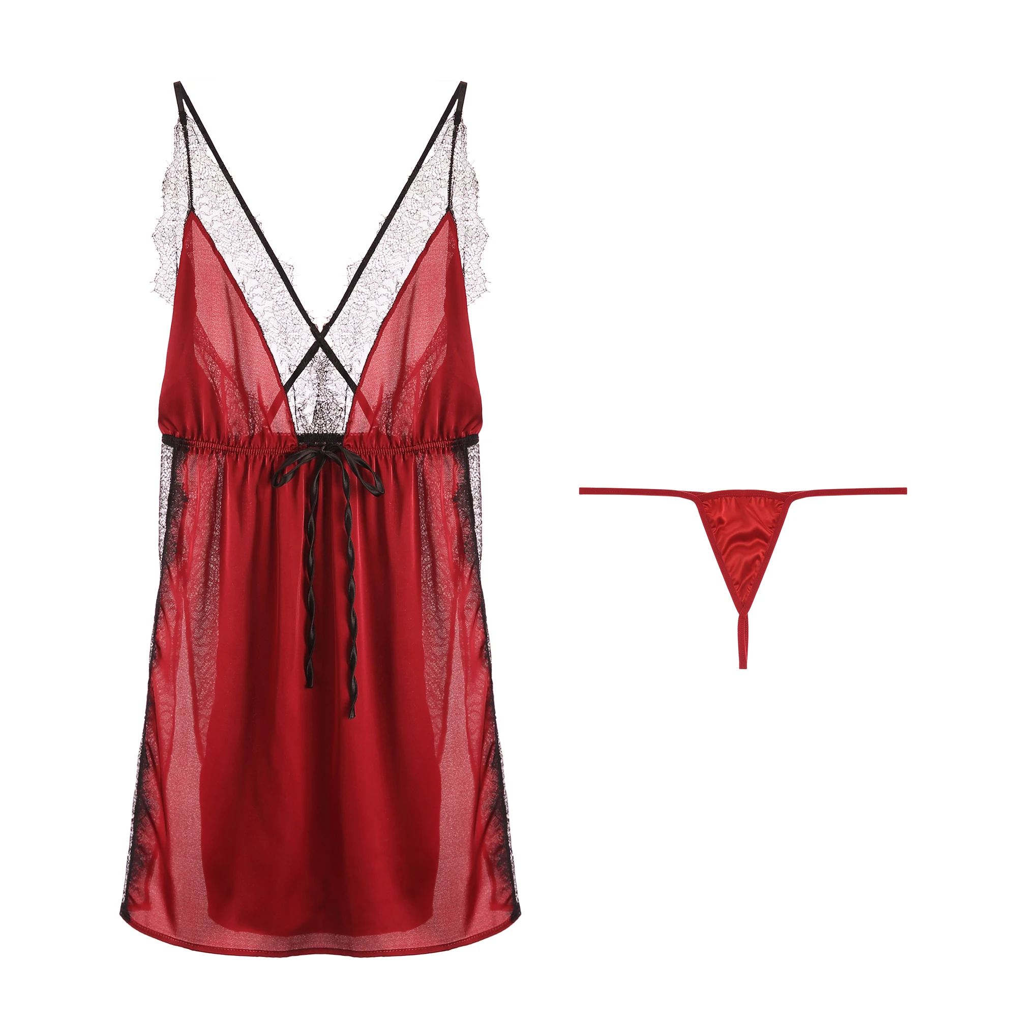 

Women Sleepwear Vintage Nightgown Lace Pleated Ruffles Mesh Female V-Neck Sexy Nightdress Night Dress Lingere Sleep Wear