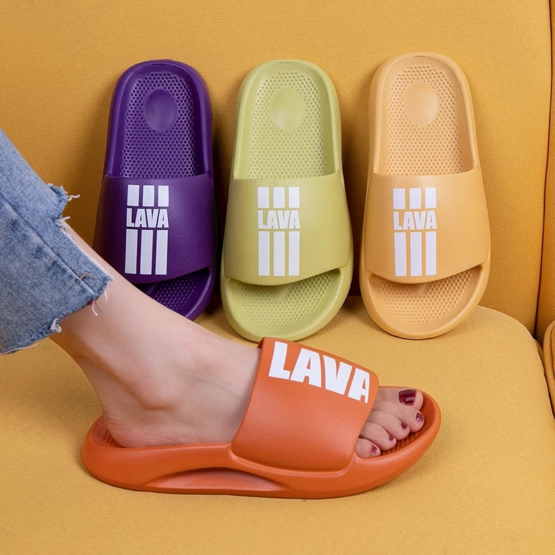 

Sandalias De Las Mujeres 2021 Fashion Women Striped Orange Couple House Slippers Candy Color Sandals For Men Outdoor Summer
