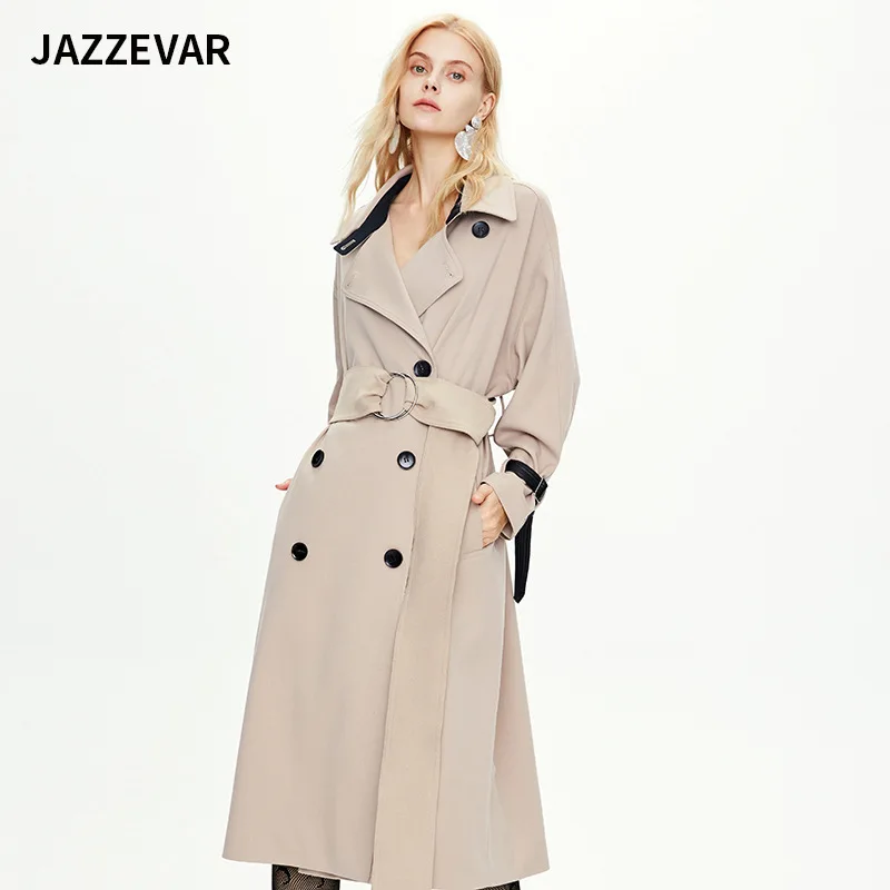 JAZZEVAR New Spring Autumn Windbreaker Women's X-long Over-the-knee Ring Trench Coats