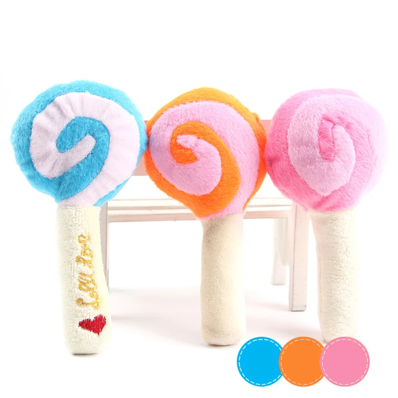 

Holapet Cute Lollipop Dog Toys Pet Puppy Chew Squeaker Squeak Plush Sound Toy For Small Pet Dogs Chihuahua Pet Products -3Colors