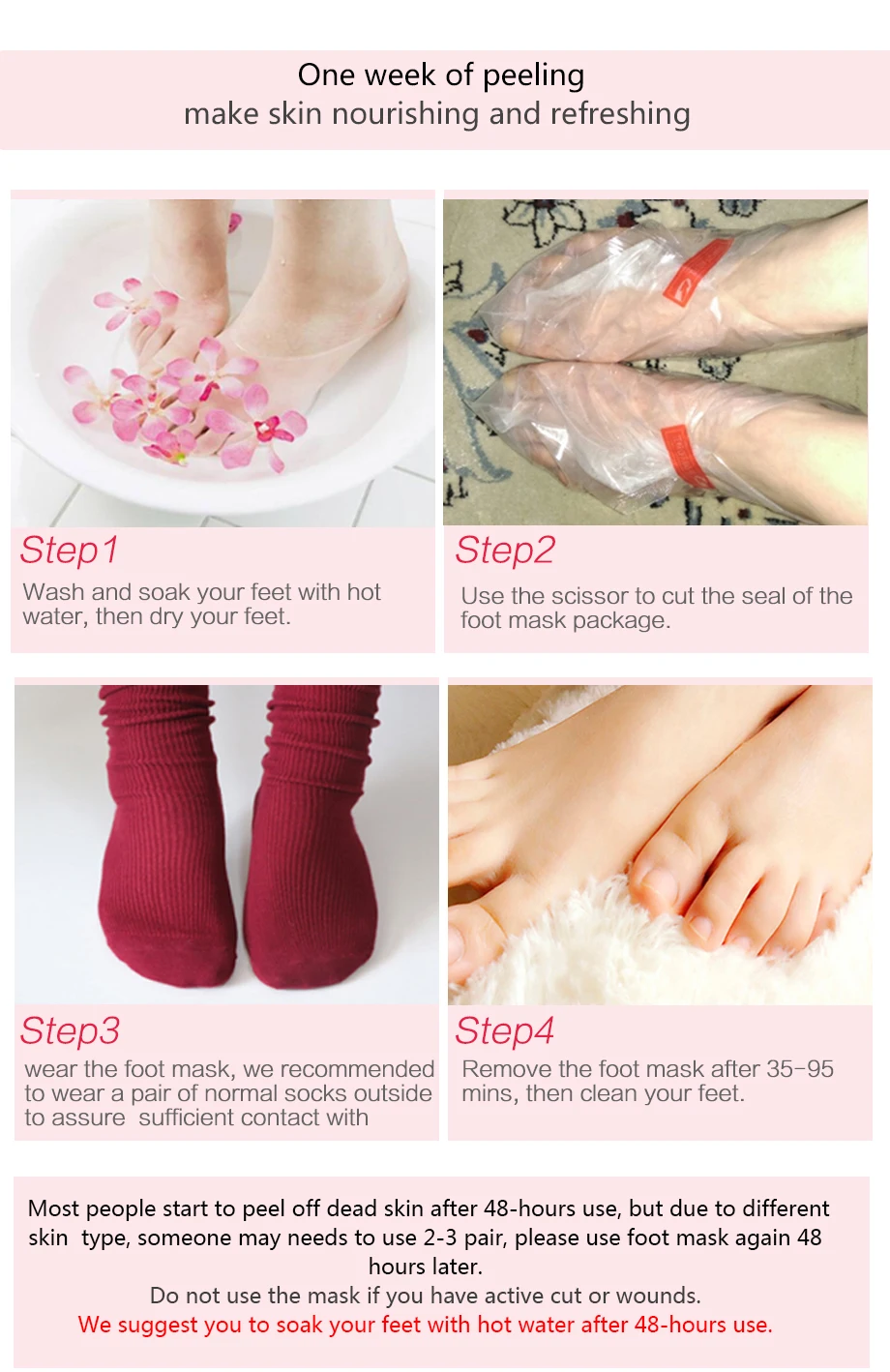 

2Pack Rose Whitening Foot Peeling Mask Exfoliating Mask Foot Dead Skin Remover Moisturizing Smooth Foot Patches Pedicure Socks