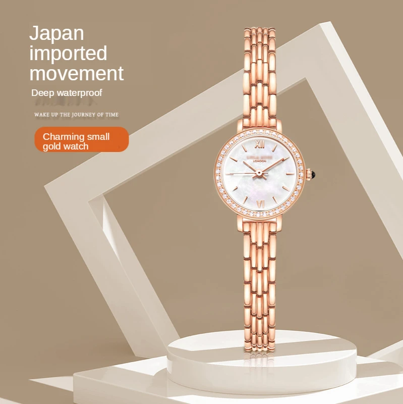 2021 new watch female diamond small gold watch temperament waterproof quartz watch simple starry ladies watch enlarge