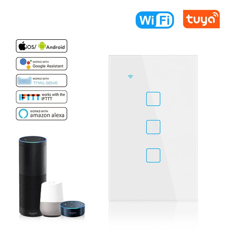 Tuya Сделай Сам Интеллектуальный переключатель Wi Fi сенсорный синхронизации 1/2/3/4 Gang