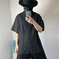 mens short sleeve shirt summer new classic simple pure color casual versatile loose oversized shirt