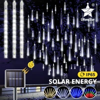 solar christmas led meteor shower lamp outdoor solar waterproof icicle waterfall light holiday street courtyard party decoration