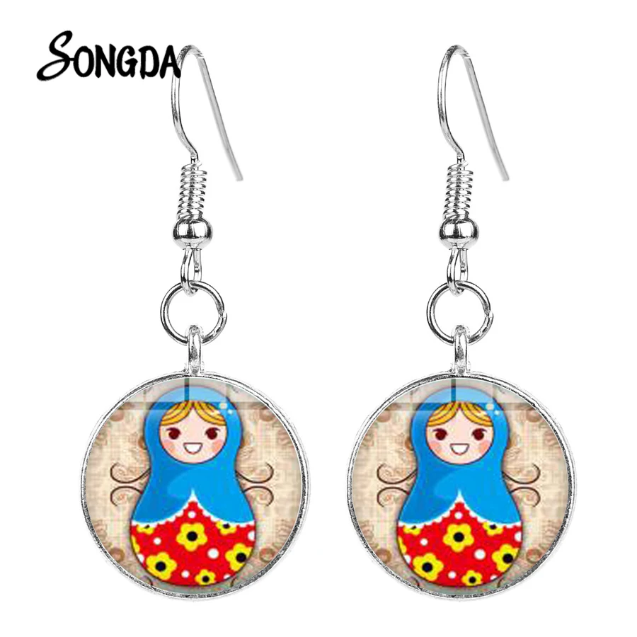 Традиционные русские кукольные серьги в стиле ретро Матрешка тема рисунком из