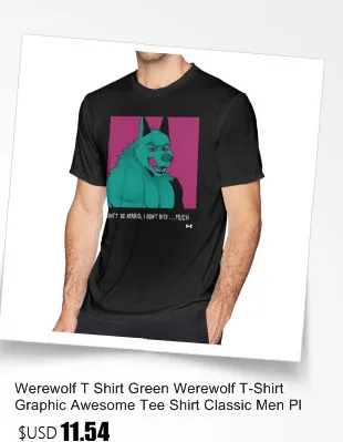 Футболка с изображением оборотня, зеленая футболка с изображением оборотня, красивая футболка, Классическая мужская футболка с коротким рукавом, большие размеры, 100 хлопок