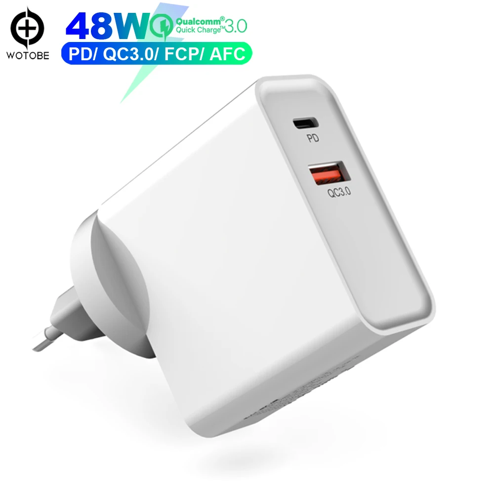 2 port 3 порта QC3.0/FCP/AFC быстрая настенная зарядка, 1 порт PD 30 Вт USB C адаптер питания, для Mac book iPhone/iPad/pixel/samsung/huawei/One Plus - Цвет: 2 port