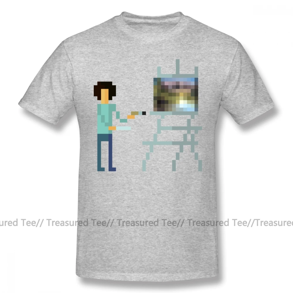 Bob Ross футболка Pixel уличная с коротким рукавом мужская 100% хлопок ХХХ графическая