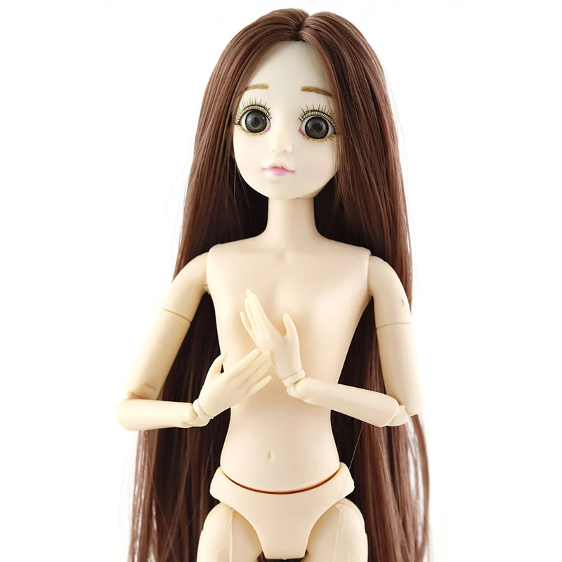 Brown E 1/6 30 см BJD куклы 3D глаза 20 суставов подвижное обнаженное тело DIY прямые золотисто-коричневые волосы женские Figma тело кукла игрушка Подарки - Цвет: Brown E