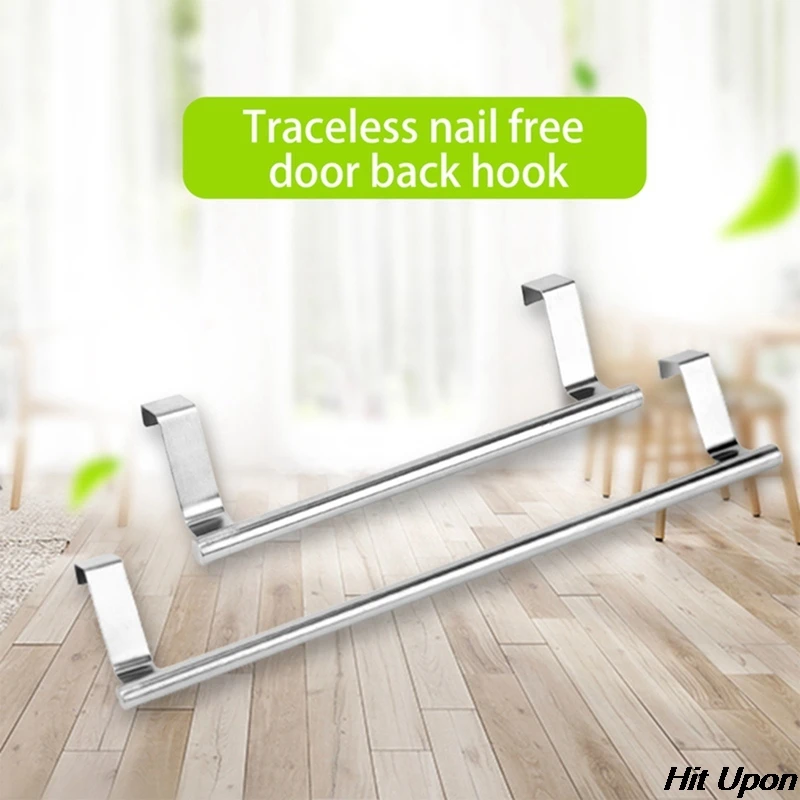 

2021 Hot One PC Stainless Steel Over Door Towel Rack Bar Holders for Universal Fit on Cabinet Cupboard Doors