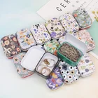 32 шт.лот Изысканная маленькая жестяная коробка с ромбовидными цветами портативная девушка Полезная фиолетовая трава паста жвачка железная коробка дом для коллекционирования