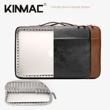 Kinmac Brand PU Leather Laptop Bag 12,13.3,14,15.4,15.6 Inch,Shockproof Man Lady Women Case For MacBook Air Pro M1-2 PC Dropship