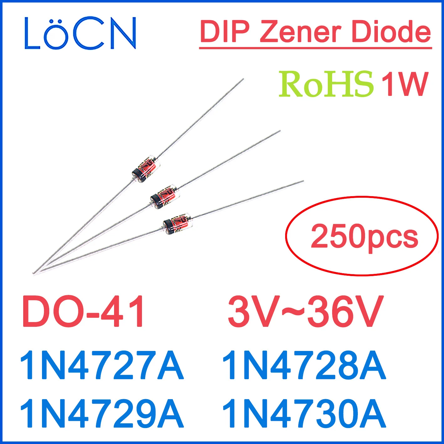 1N4727A 1N4728A 1N4729A 1N4730A 1 Вт 3 в 3,3 В 3,6 В 250 А DIP DO-41 диоды для стабилизации стеклянные ROHS 3 В ~ 36 в высокое качество шт.