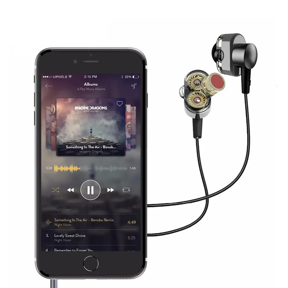 

QKZ KD2 In-Ear Earphones Sports HiFi Earbuds for Mobile Phone Tablet MP3 Player Wired Earphones Dual Moving Coil Stereo Earbuds