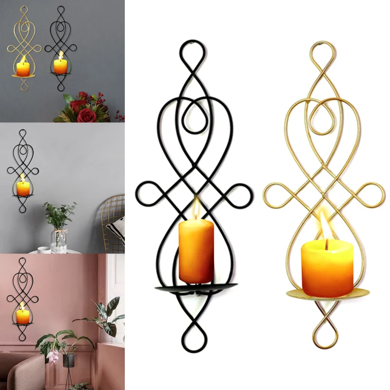 

Metal Iron Wall Hanging Candlestick Sconces Candle Holder Wedding Party Decor LB88
