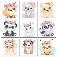 new diamond painting cartoon animal flower fox koala lion panda rabbit raccoon tiger dog bee 5d full square drill embroidery 149