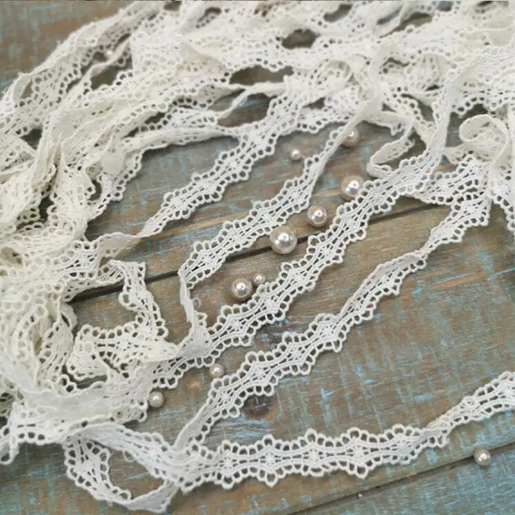 6 метров маленькая Милая Кружевная лента цвета слоновой кости водорастворимые
