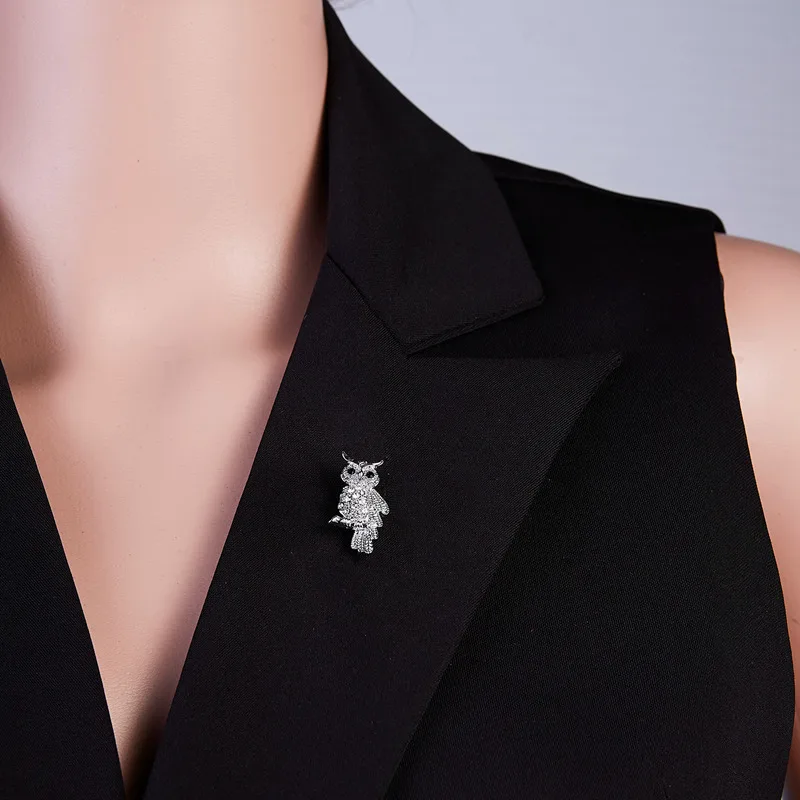 2022 серебряный цвет стразы животное сова брошь для женщин булавки ящерица Морская