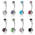 Классические циркониевые кольца для пирсинга пупка, медицинские кольца для пупка из нержавеющей стали, украшения для пирсинга тела Стразы с кристаллами