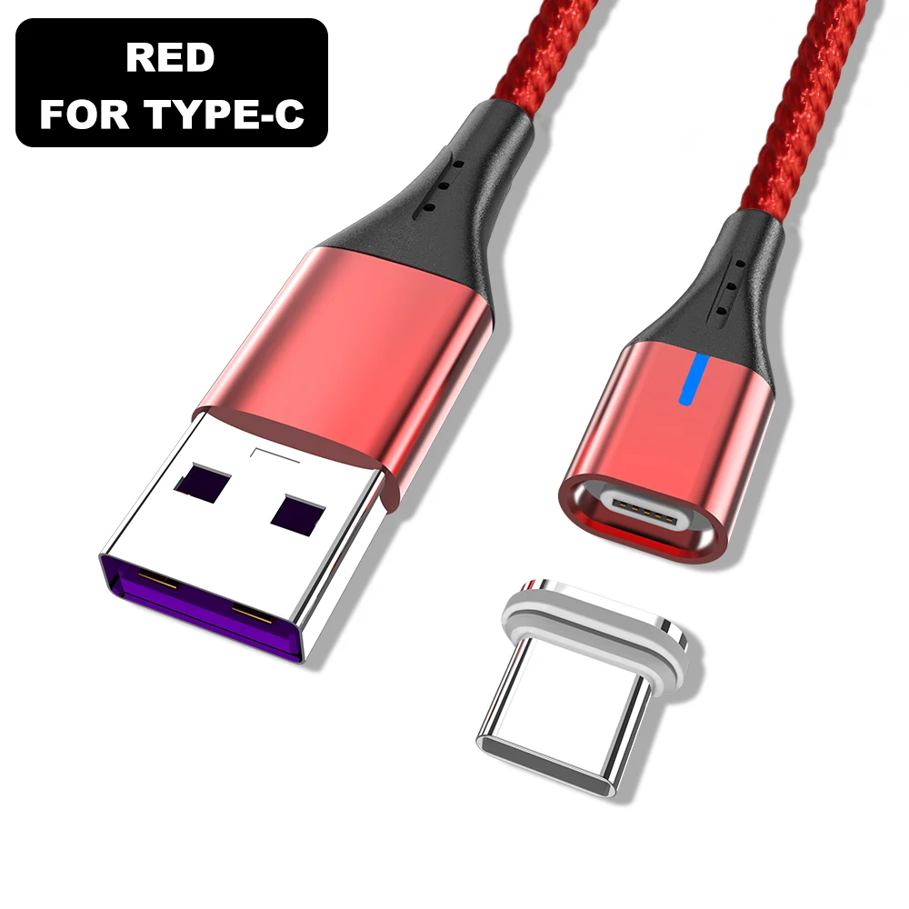 Магнитный кабель для быстрой зарядки для huawei samsung A90 Xiaomi usb type C Android кабели для мобильного телефона Microusb Линия передачи данных зарядное устройство - Цвет: Red Type C Cable