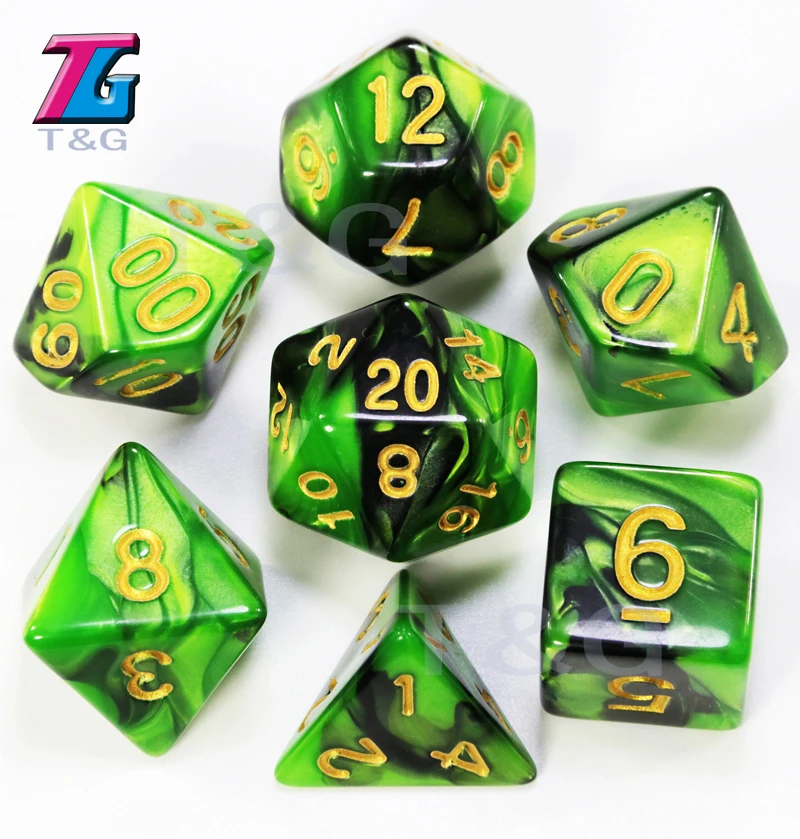 7 шт. Акция; 2-х цветный набор Игральный костей Туманность эффект покер d& d d4, d6, d8, d10, d%, d12, d20 многогранные кубики, ролевые игры игра в кости с сумкой в комплекте - Цвет: 12
