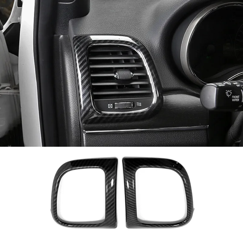 

ABS Carbon Fiber Car Conditioner Air Outlet Decoration Cover Trims Car Styling Accessories 2014 to 2017 For Jeep Grand Cherokee