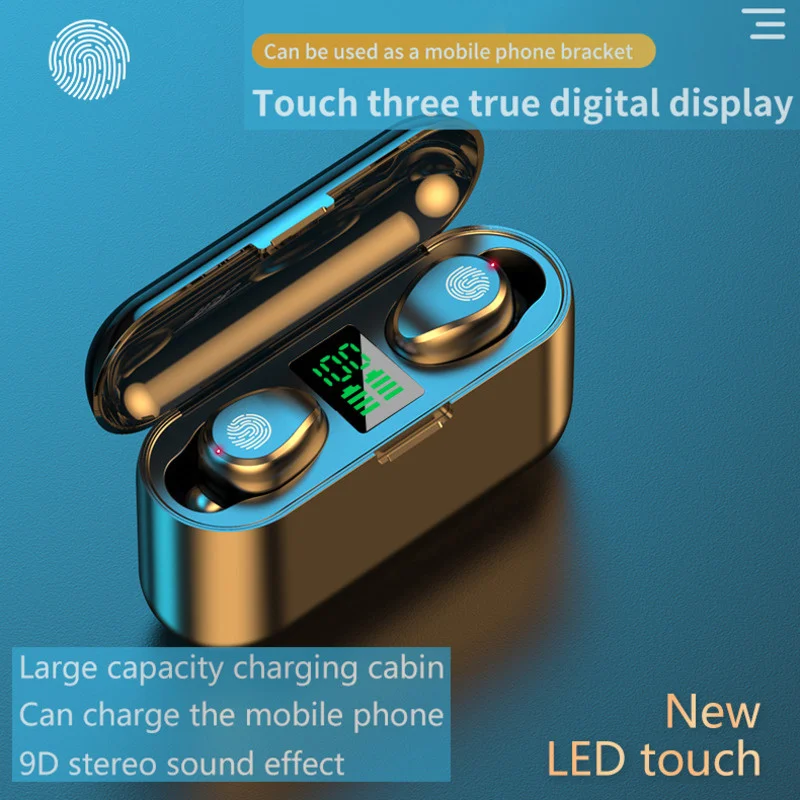 

Беспроводные наушники Tws, Bluetooth 5,1, водонепроницаемые наушники-вкладыши, стерео Hi-Fi гарнитура 9D, наушники с сенсорным управлением по отпечатк...