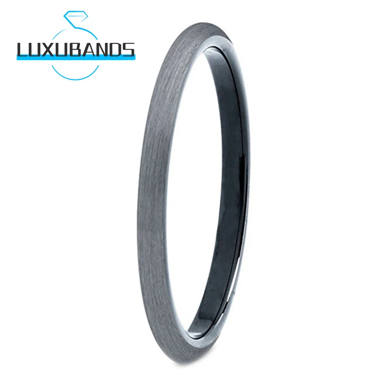 

2 мм черные внутренние женские кольца из карбида вольфрама обручальные Обручальные кольца матовые готовые удобные