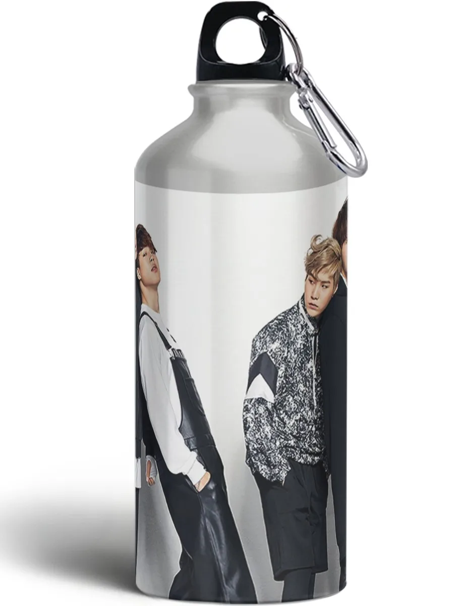 Бутылка спортивная туристическая фляга с карабином bts (бтс к-поп k-pop exo кавайное