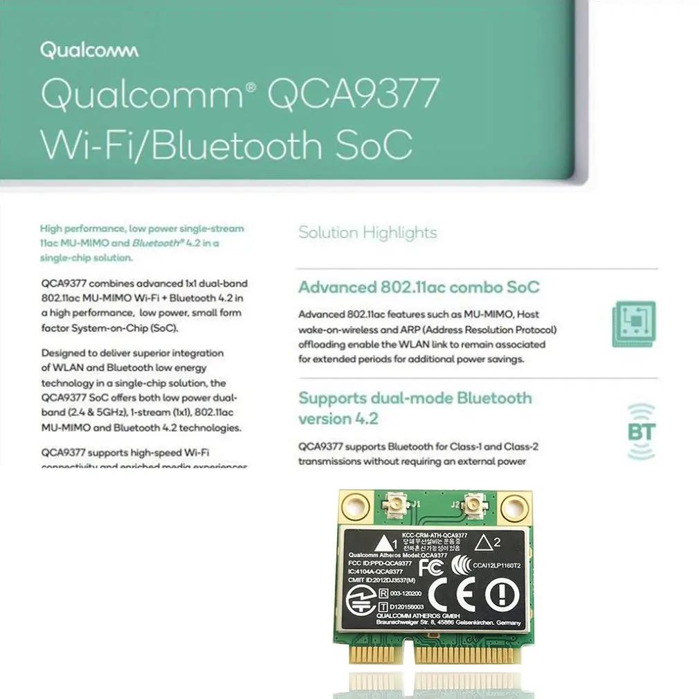

Atheros Qca9377 Mini Pci-e Dual Band Ac Bluetooth 4.2 Wireless Network Card Mini Pci-e Signal Stability