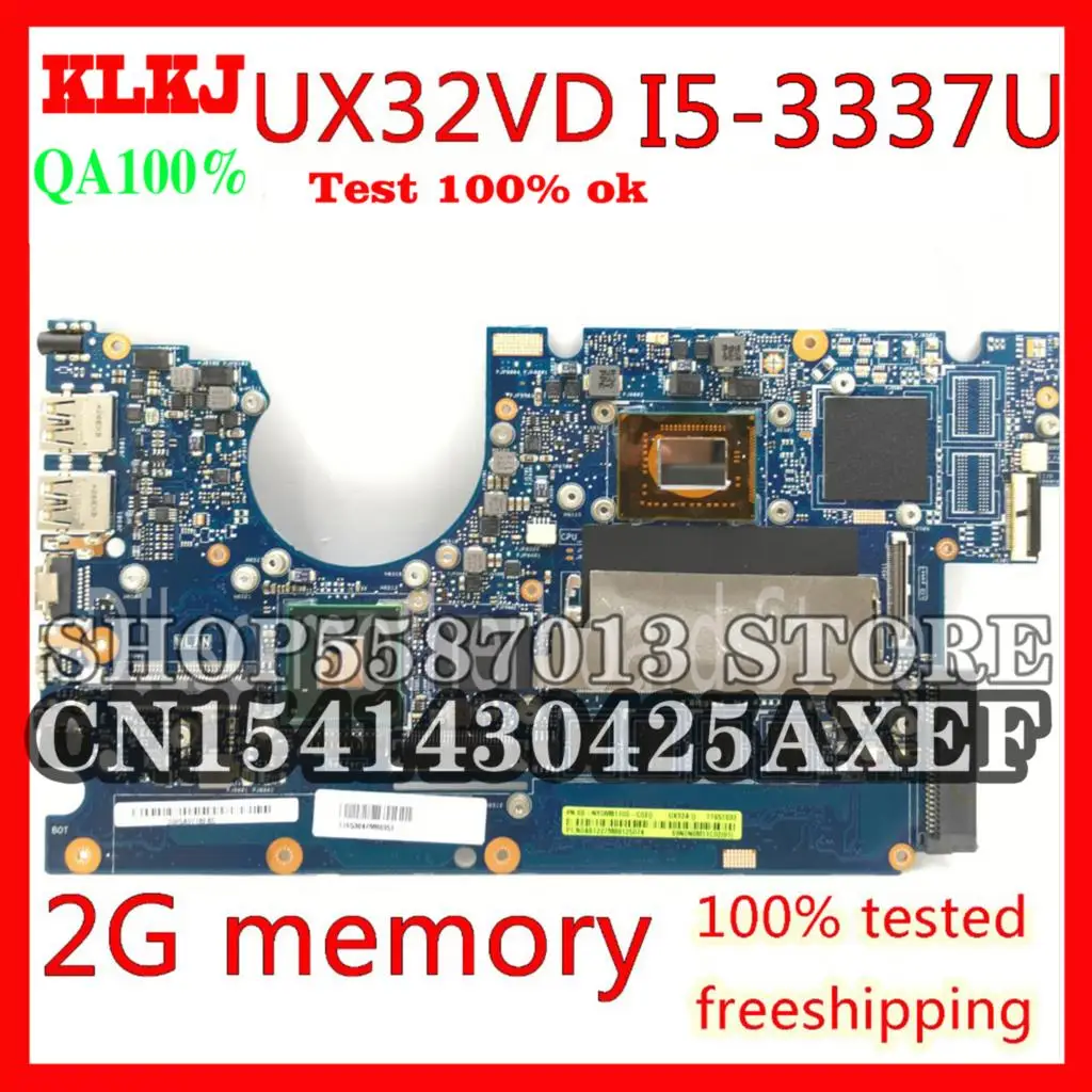 

KLKJ UX32VD Motherboard For ASUS UX32V UX32VD UX32A Laptop Motherboard I5-3337U CPU GM 2GB RAM Original Test Mainboard