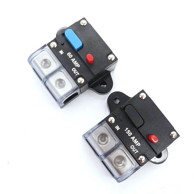 

50-300A Circuit Breaker Stereo Audio Car Fuse Holder 4GA Cable Manual Recovery Overload Protection For Boat Auto RV Yacht