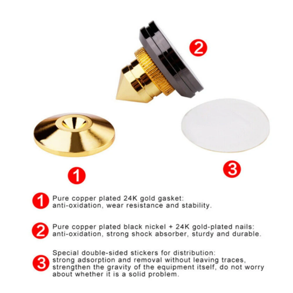 

4PCS/Set Speakers Stand Foot Golden Spikes Speaker Pad Gold Spikes Pure Gold Loudspeaker Box Nails Cone Floor Foot Nail