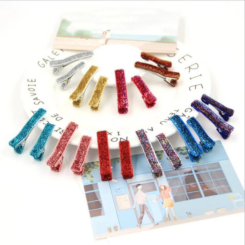100Pcs 10Colors 3.5cm 5cm Glitter Prong Alligator Hair Clip Wholesale Kids Metallic Hairpin Girls Barrette DIY Accessories |