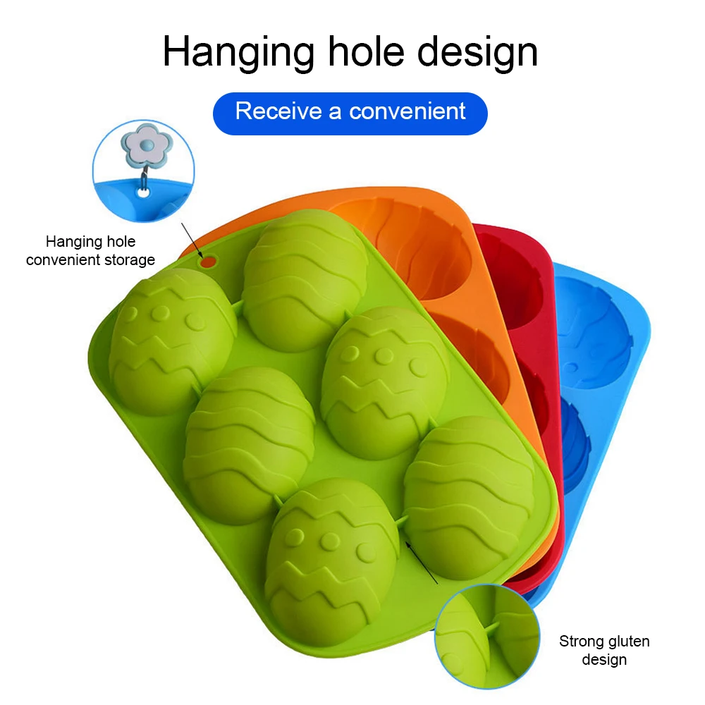 

1pcs 3D 6 Cavity Easter Egg Shaped Silicone Baking Mold Cake Mold Muffin Chocolate Cookie Baking Mould Pan Ice Maker Mould