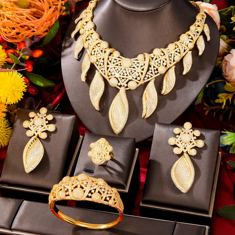

Missvikki 4PCS Big Luxury NEW Fashion Africa Jewelry Set For Women Wedding Party Cubic Zirconia Dubai Bridal Jewelry Indian